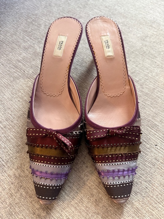Prada Shoes - Very Rare Vintage Prada Silk Ribbon Kitten Heels